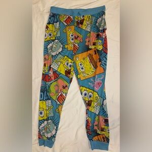 SpongeBob SquarePants Pants Womens Large Blue Jogger Nickelodeon Lounge Pajama